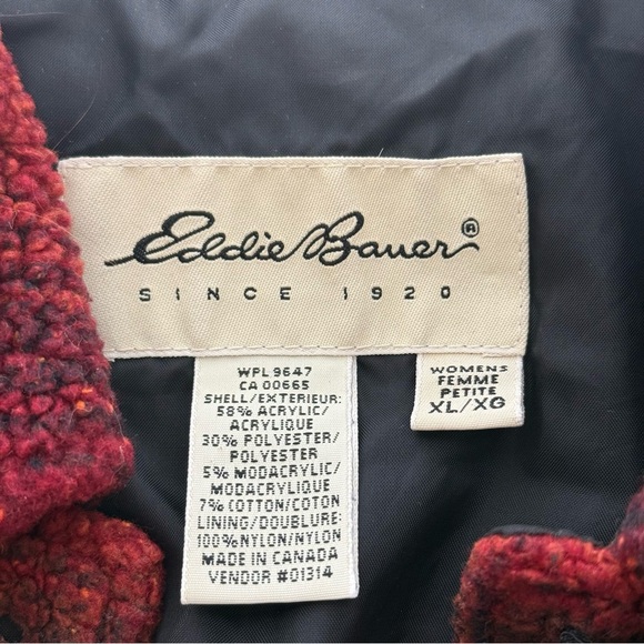 Vintage Eddie Bauer Women’s Petite XL Plaid Sherpa Jacket 90s Grunge Canada - Picture 13 of 13